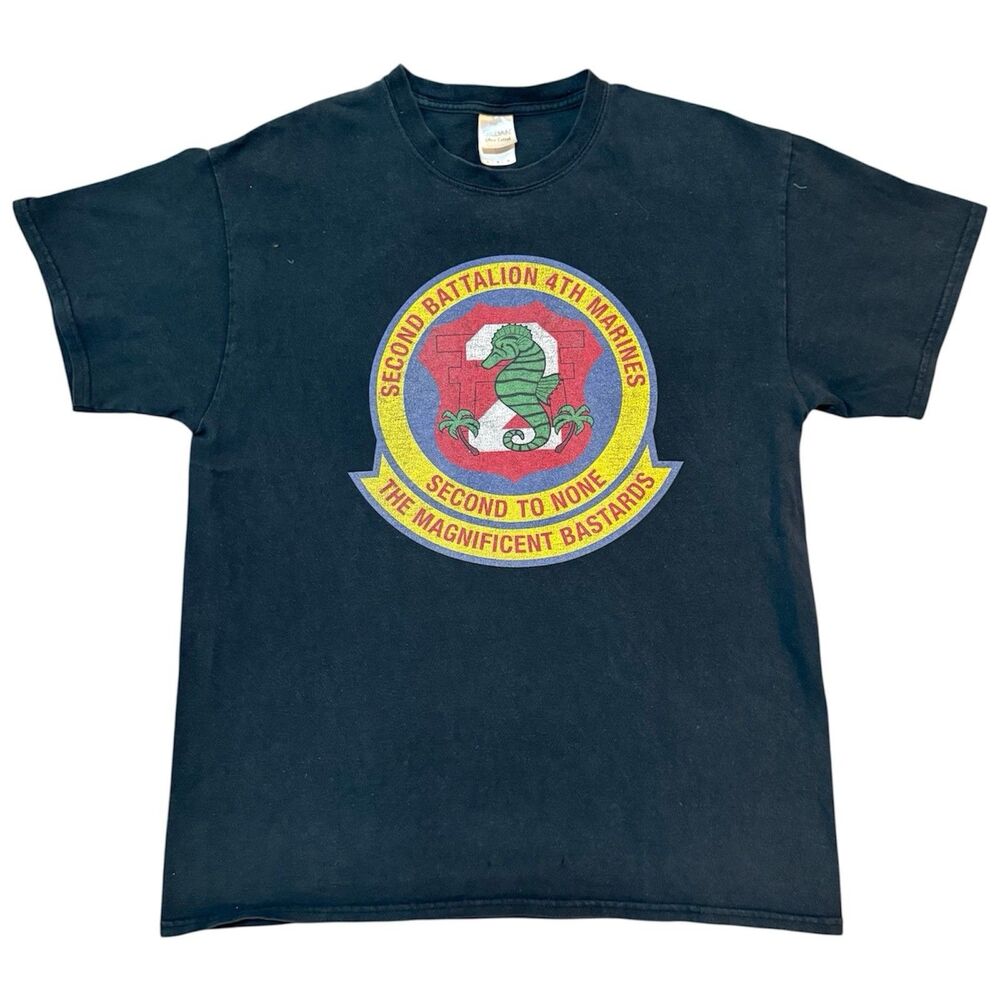 Vintage 2nd Battalion 4th Marines The Magnificent Bastards USMC T-Shirt Size L